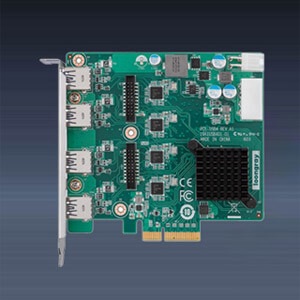 USB3.0图像采集卡
PCIE-USB3.0图像采集卡是带有4端口的PCIe x4扩展卡专门用于工业视觉应用，有4个独立的瑞萨μPD720202 USB 3.0主板控制器，1个Gen 2 PCI Express x4接口，4端口同时工作时提供每通道5Gbps的频宽，每端口提供最大性能。带有4个USB 3.0端口（有更多扩充需求，可扩展8个USB 3.0端口）和提供每通道最大1500mA以确保外部USB性能稳定